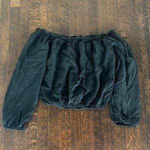 off-shoulder cropped black top | brandy melville